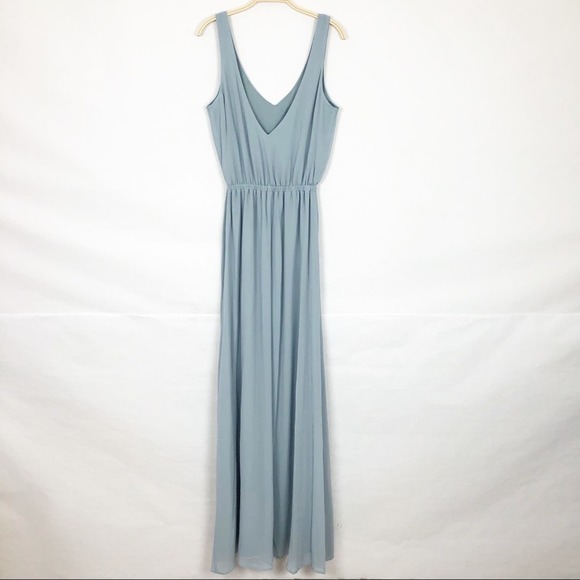 Show Me Your Mumu Kendall Maxi Dress Steel Blue Chiffon Size Medium - Picture 4 of 10